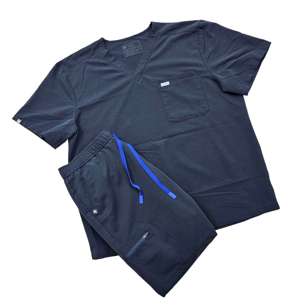FIGS Scrub Set Mens XXL Top XL Joggers Leon Blue Technical Nurse Medical